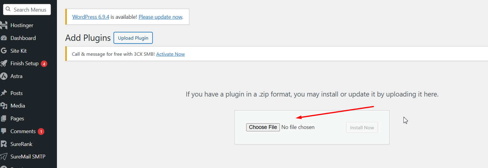 WordPress Add New Plugin screen step 3